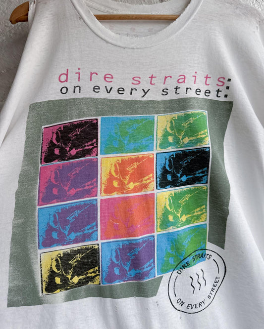 Vintage 90s Dire Straits On Every Street World Tour T Shirt Single Stitch Thrashed Threadbare Men's XL