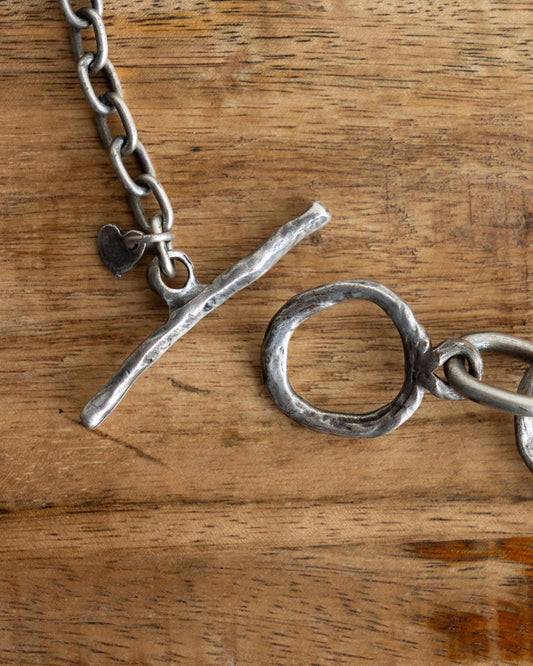 Vintage Silver Plated Brutalist Ring Necklace