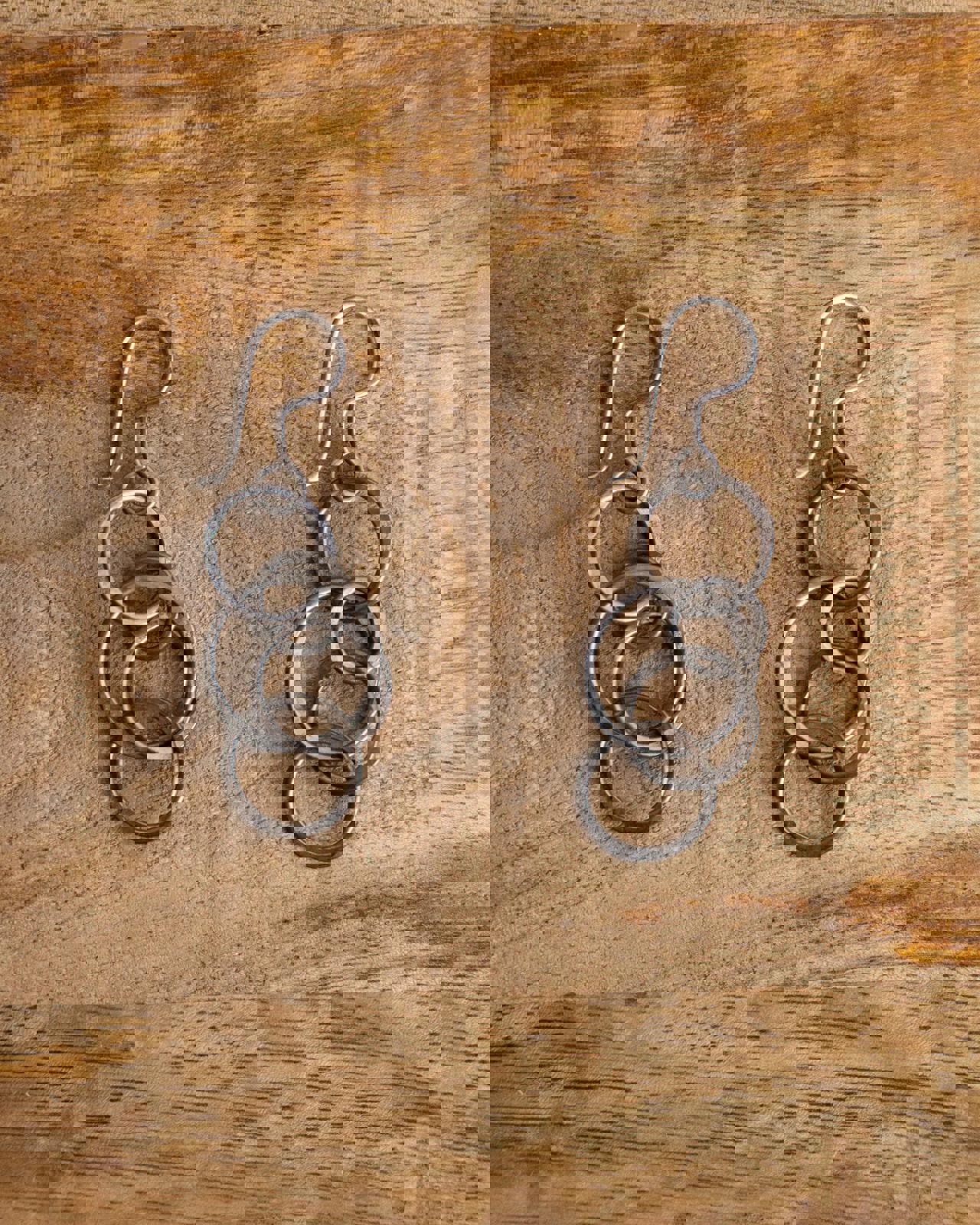 Vintage Sterling Silver Interlocking Loop Dangle Earrings