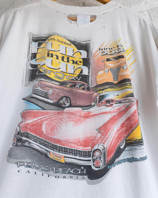 Vintage Fun In The Sun Pismo Beach T Shirt Retro Car Meet Distressed Men's Size L Made In USA