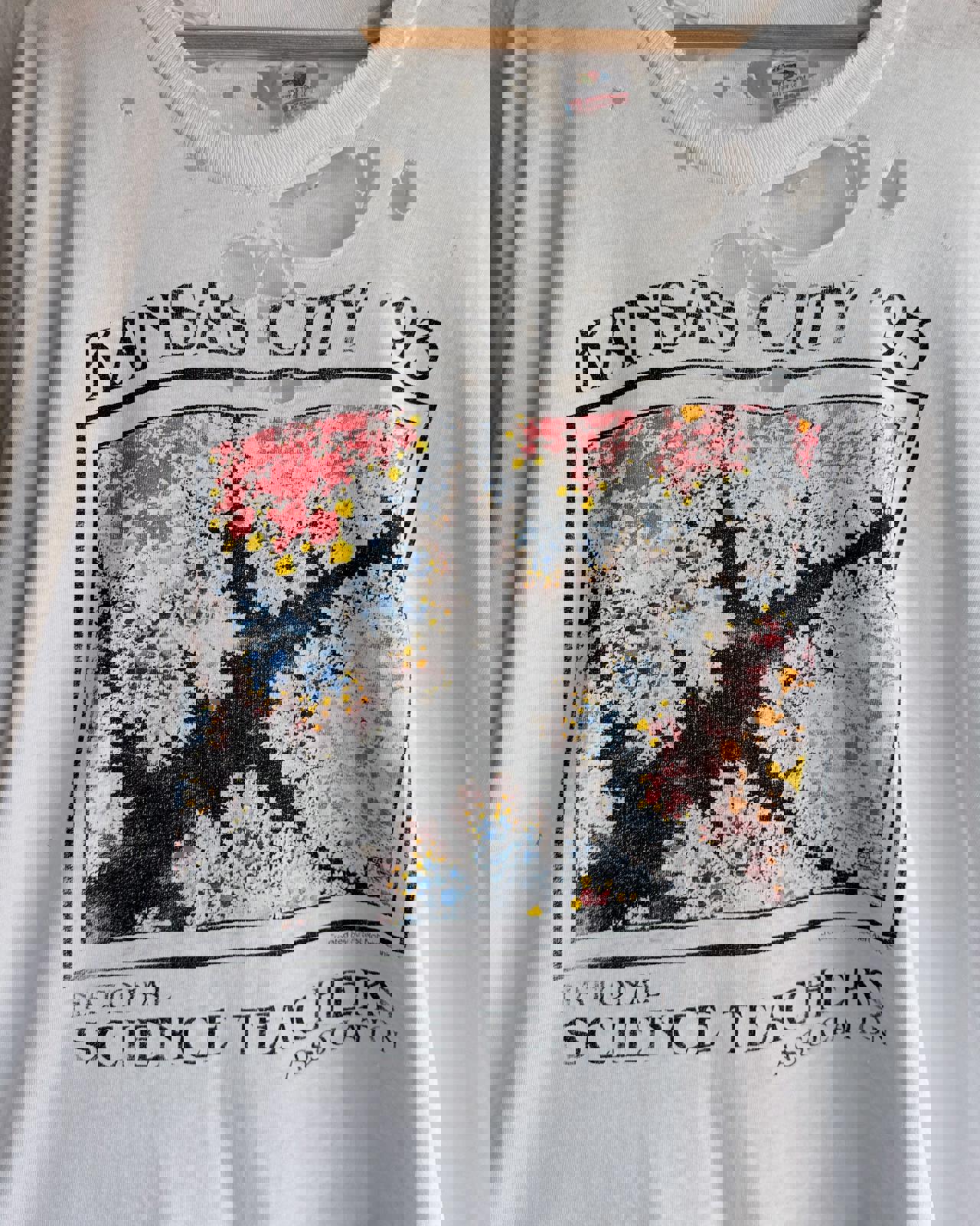 Vintage Kansas City '93 Science Teachers Association Robert Azank Fractal Art T Shirt Single Stitch Thrashed Men's 2XL