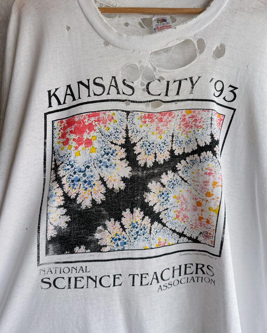 Vintage Kansas City '93 Science Teachers Association Robert Azank Fractal Art T Shirt Single Stitch Thrashed Men's 2XL