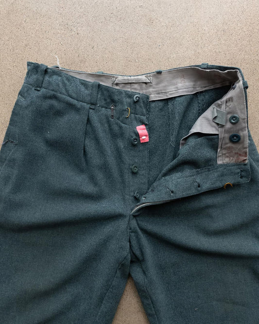 Vintage 50s 60s Swiss Military Wool Trousers Pleated Men's 33x29