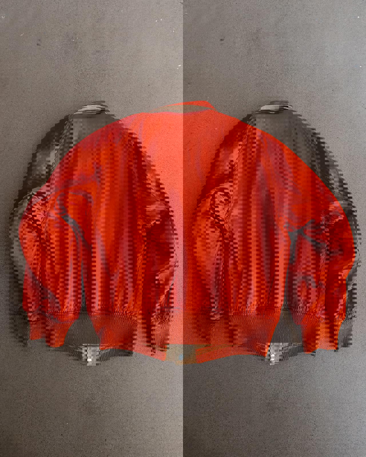 Vintage 40s 50s Orange Reversible Wool Satin Varsity Jacket T Letter Chenille Patch Men's 46 - L/XL Made In USA