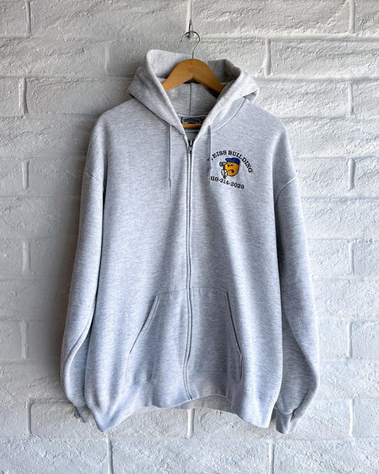 Vintage Lee Heavyweight Hoodie Y2K Gray Zip Up Weiss Building Workwear Men's L