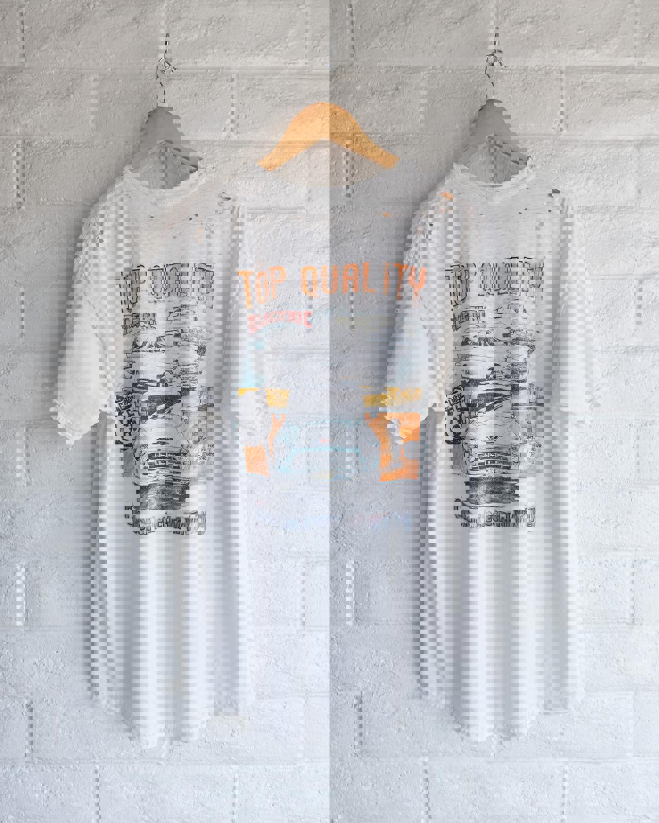 Vintage 90s Top Quality Electric Wiring T Shirt Retro Classic Cars Graphic Distressed Men's Size XL