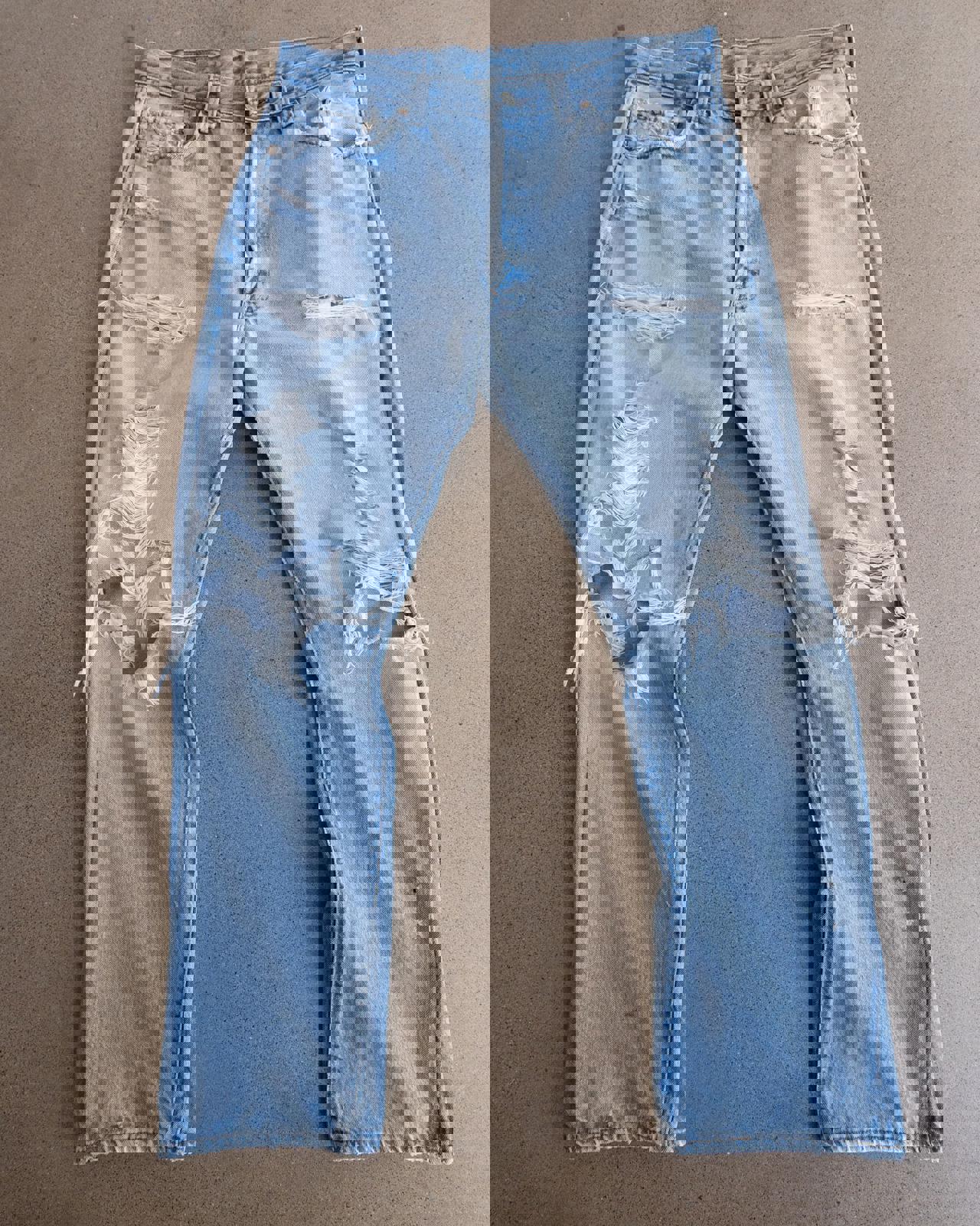 Vintage 70s 80s Levi's 501 Jeans Redline Selvedge Denim Men's Size 33x31 Kurt Cobain Distressed Light Wash