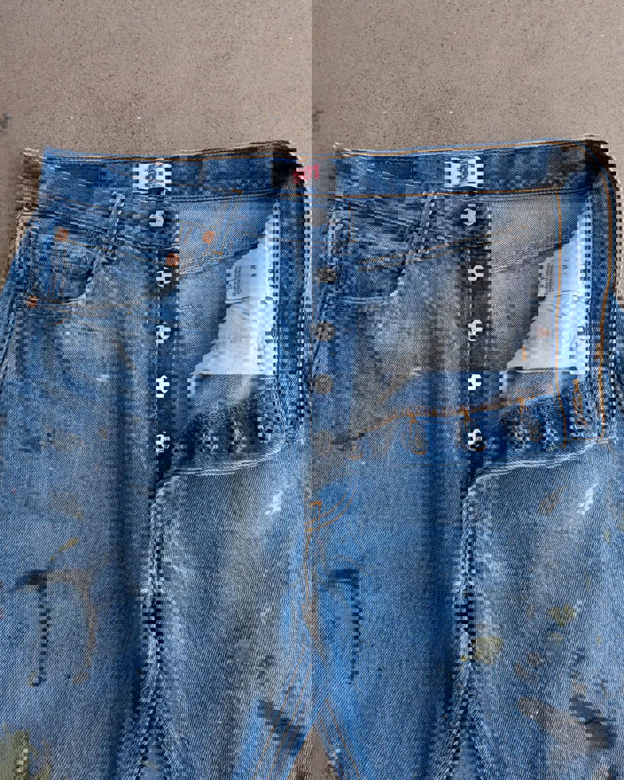 Vintage 90s Levi's 501 Jeans Button Fly Paint Splatter Distressed Men's 30x29