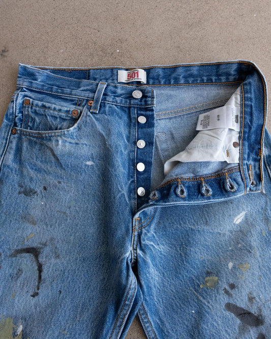 Vintage 90s Levi's 501 Jeans Button Fly Paint Splatter Distressed Men's 30x29