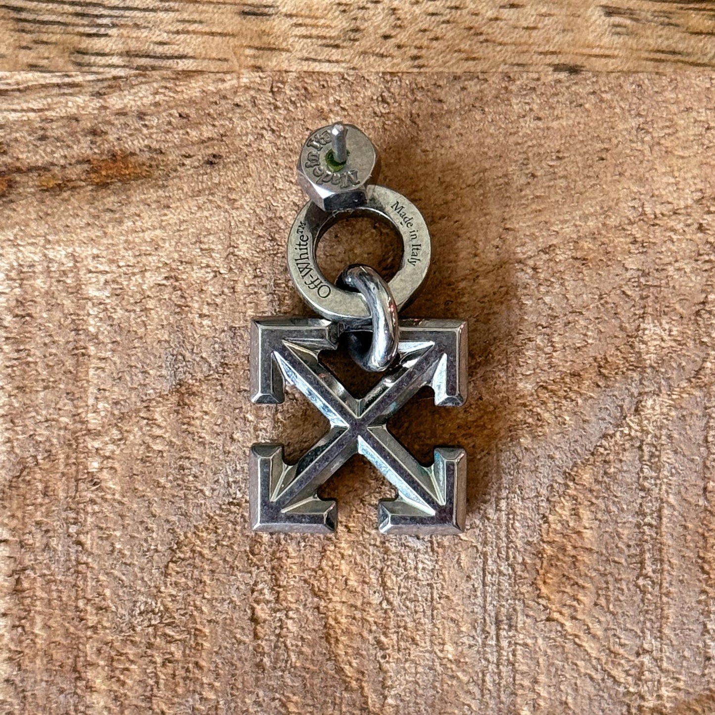 Off-White Silver Arrow Cross Earring Made In Italy