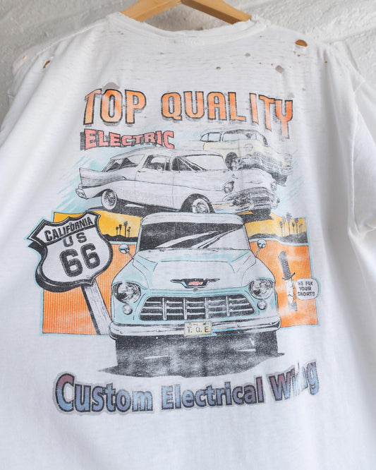 Vintage 90s Top Quality Electric Wiring T Shirt Retro Classic Cars Graphic Distressed Men's Size XL