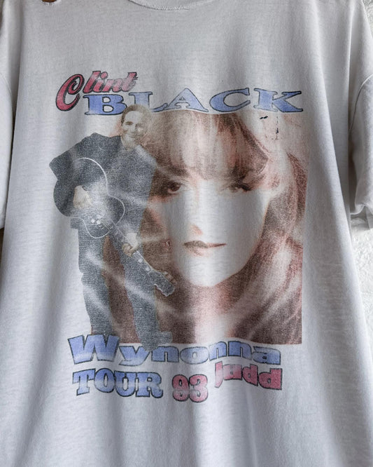 Vintage 90s Clint Black Wynonna Judd Tour T Shirt Distressed Men's L