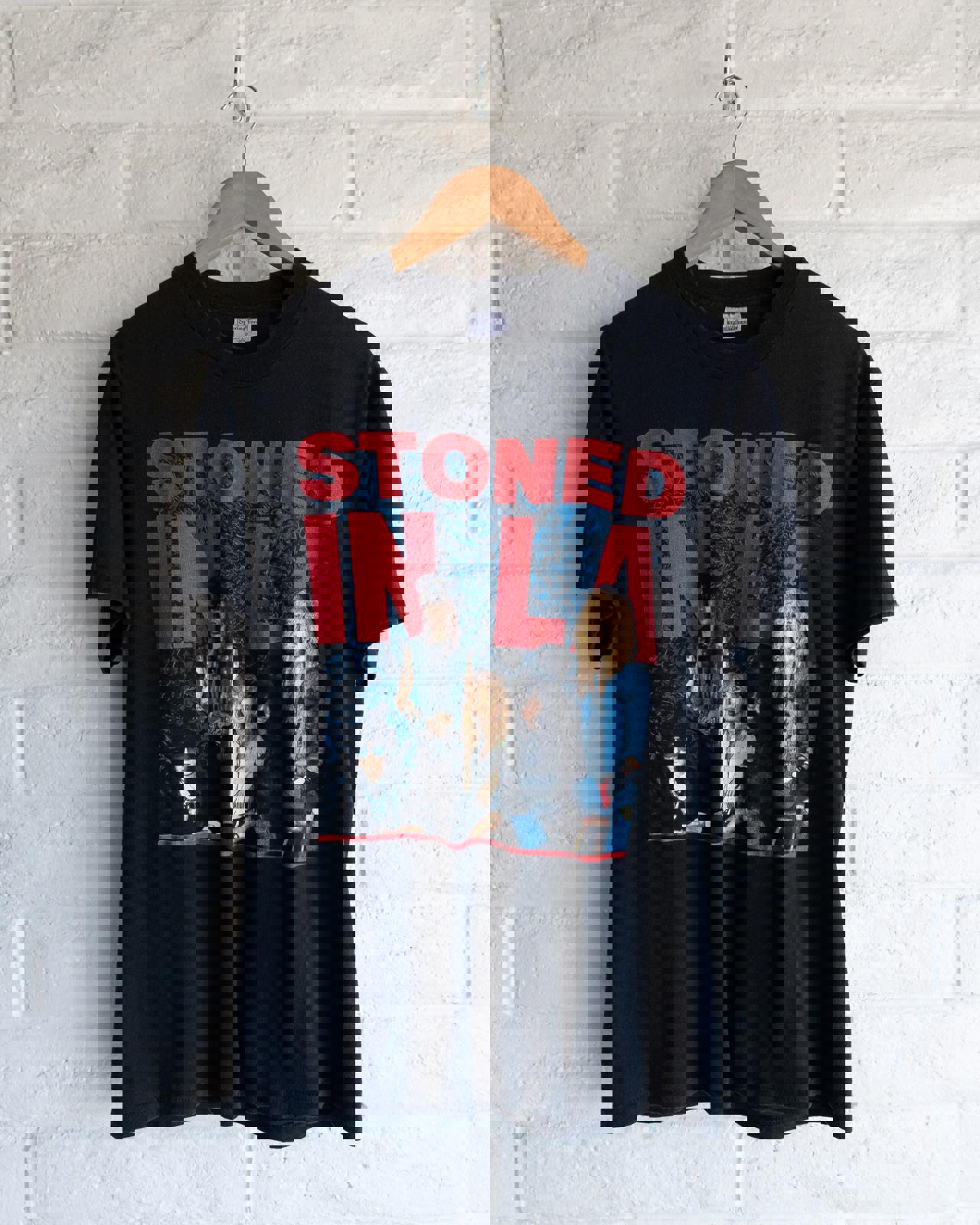 Vintage 80s Guns N Roses Stoned In LA Coliseum Single Stitch T Shirt Men's Size L Made In USA