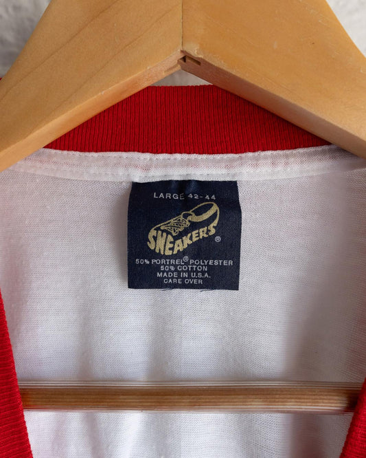 Vintage 80s Italy Ringer T Shirt Single Stitch Men's Size L Made In USA