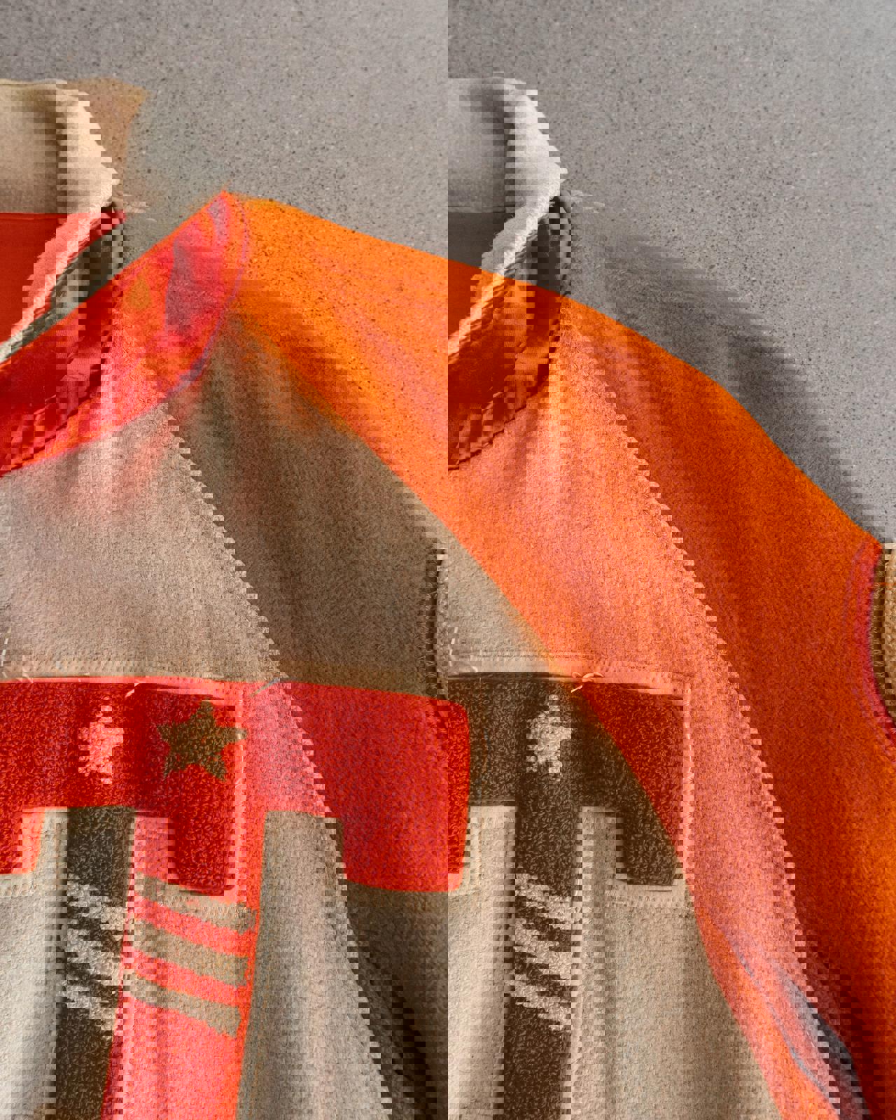 Vintage 40s 50s Orange Reversible Wool Satin Varsity Jacket T Letter Chenille Patch Men's 46 - L/XL Made In USA