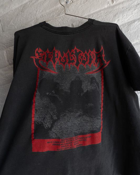 Vintage 90s Sepultura Beneath The Remains Tour T Shirt Single Stitch Faded Distressed Men's Size L Made in USA