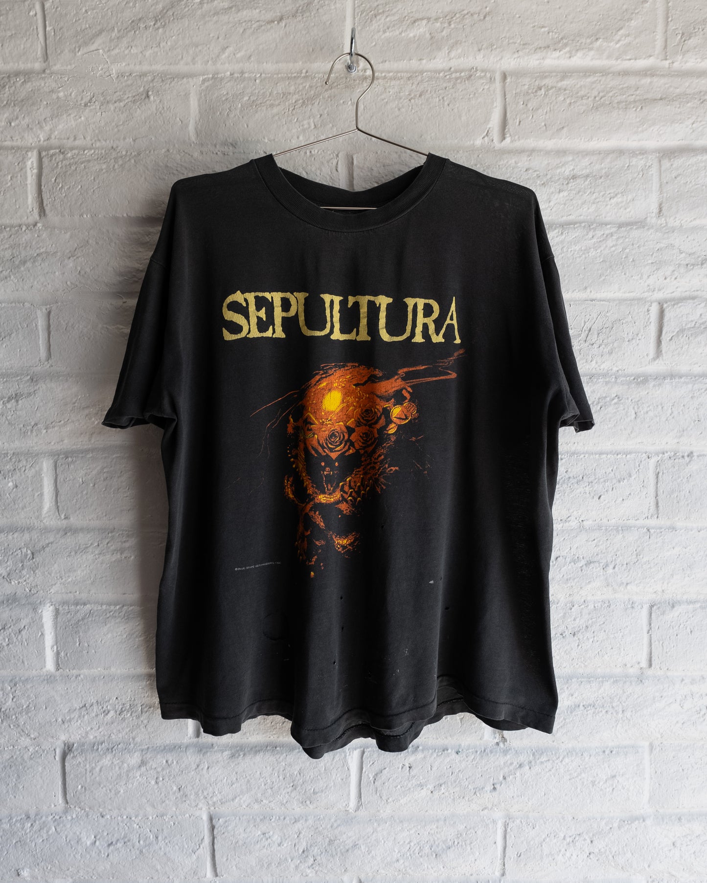 Vintage 90s Sepultura Beneath The Remains Tour T Shirt Single Stitch Faded Distressed Men's Size L Made in USA