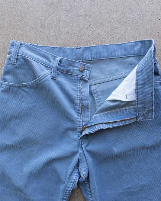 Vintage 70s Levi's 505 Corduroy Pants Baby Blue Made In USA Talon Zipper Men's Size 32x34