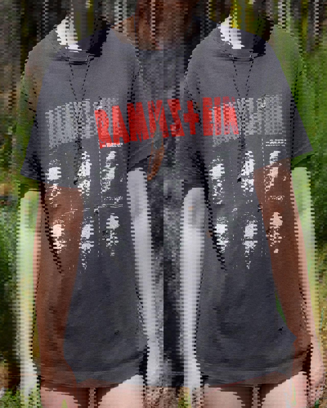 Vintage 90s Rammstein Single Stitch T Shirt Sun Faded Distressed Men's Size L
