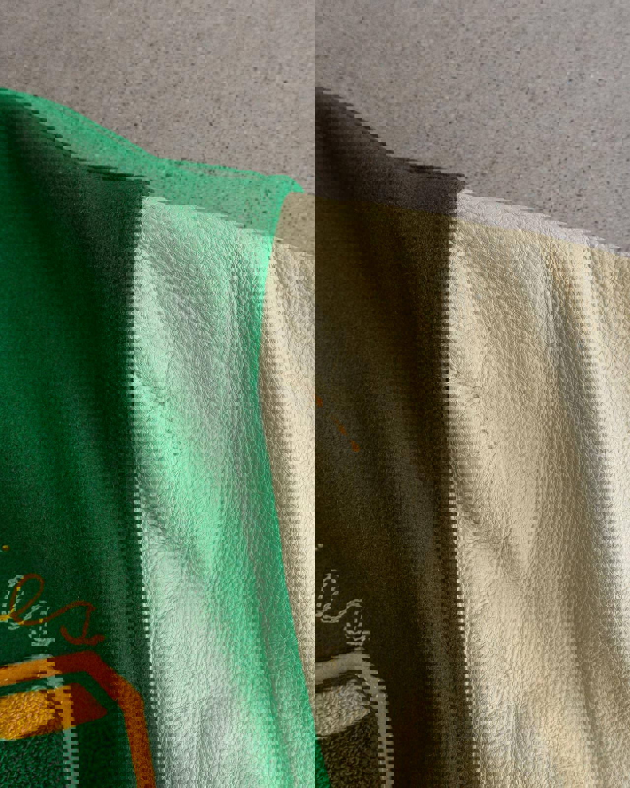 Vintage 60s Green Wool Varsity Jacket M Letter Chenille Patch 1965 Southern League Football Co-Champions Men's Size 44 - M/L