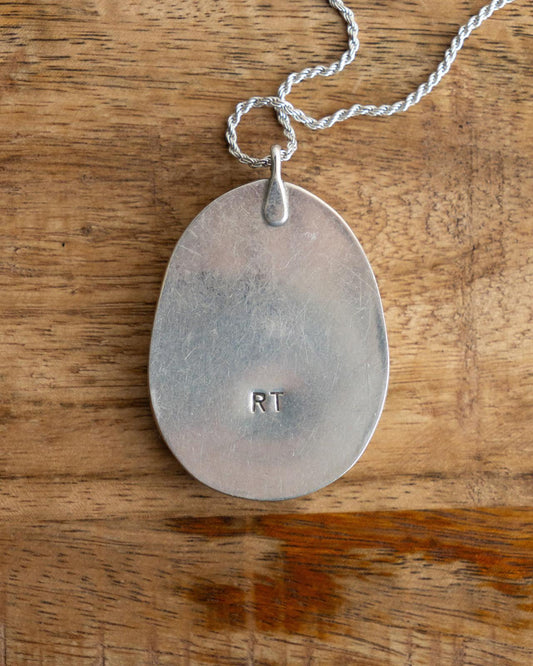 Vintage Native American Navajo Sterling Silver Tremendous Multi Stone Inlay Necklace Signed RT