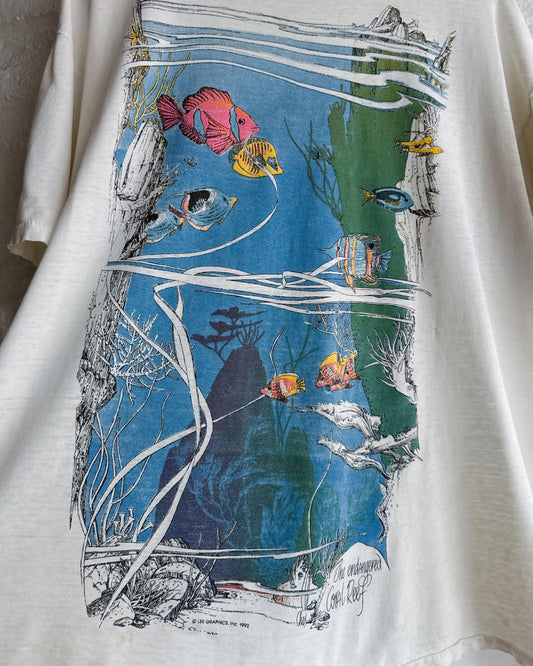 Vintage 90s Endangered Coral Reef T Shirt Single Stitch Distressed Men's XL
