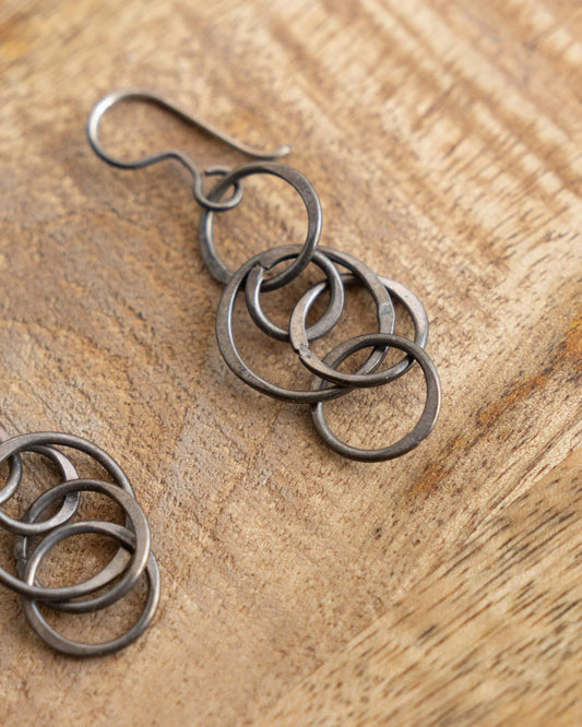 Vintage Sterling Silver Interlocking Loop Dangle Earrings