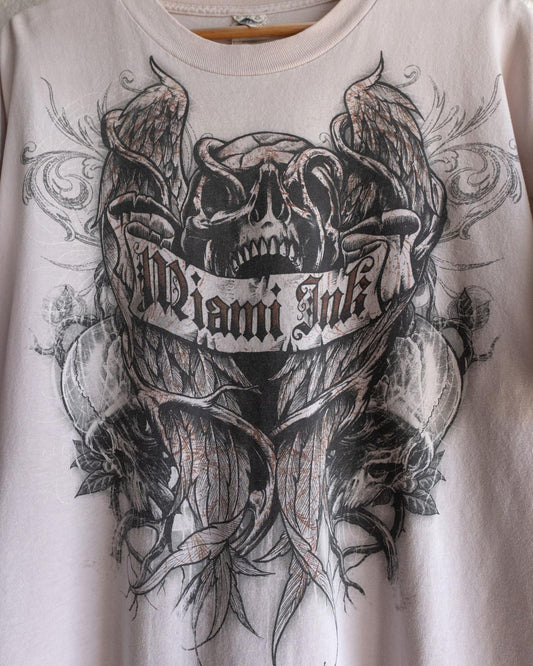 Vintage Miami Ink T Shirt Y2K Tattoo Skull Wings Men's Size XL