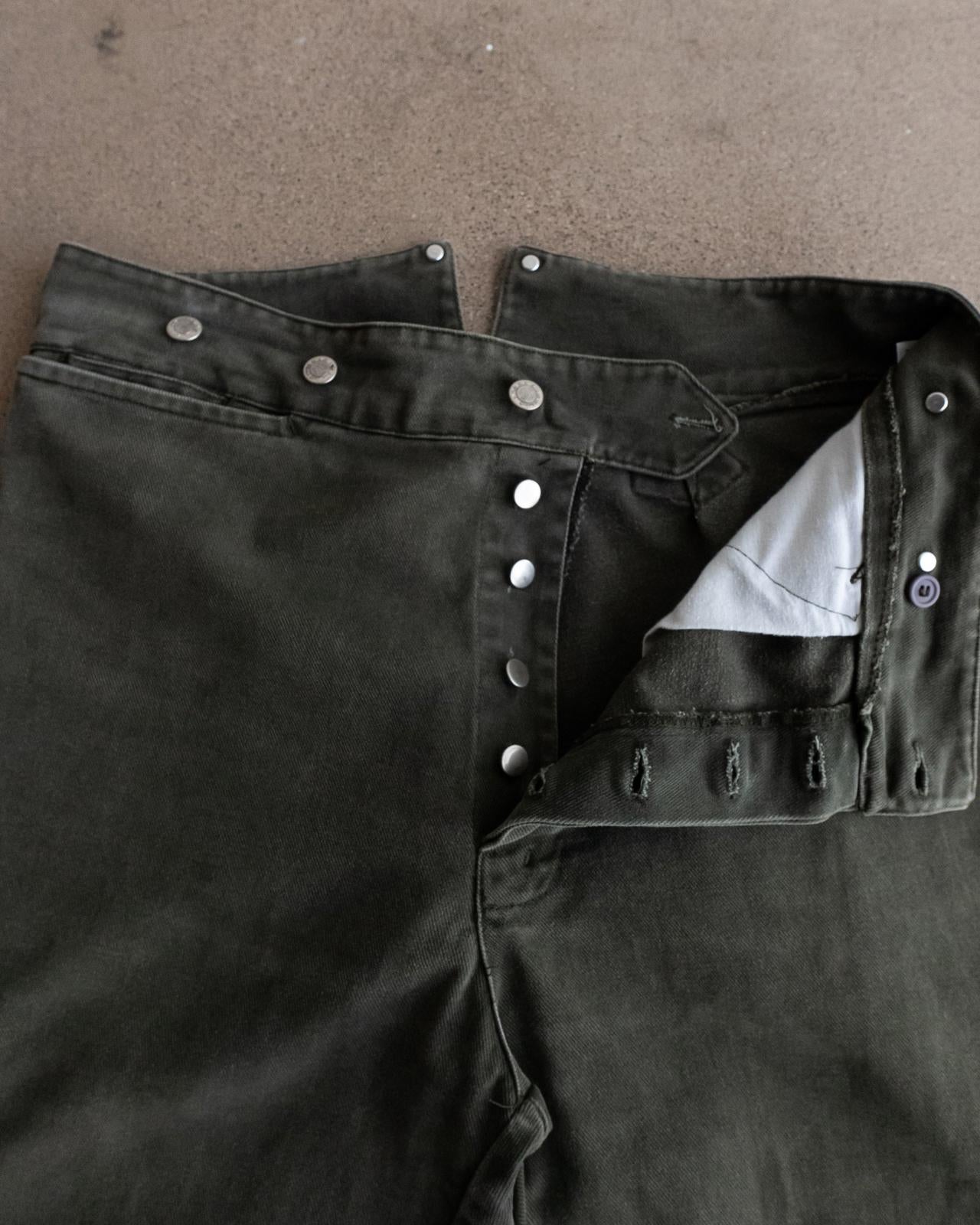 Vintage Wah Maker Frontier Western Pants Buckle Back Released Hem Men's Size 36x30 Olive Green