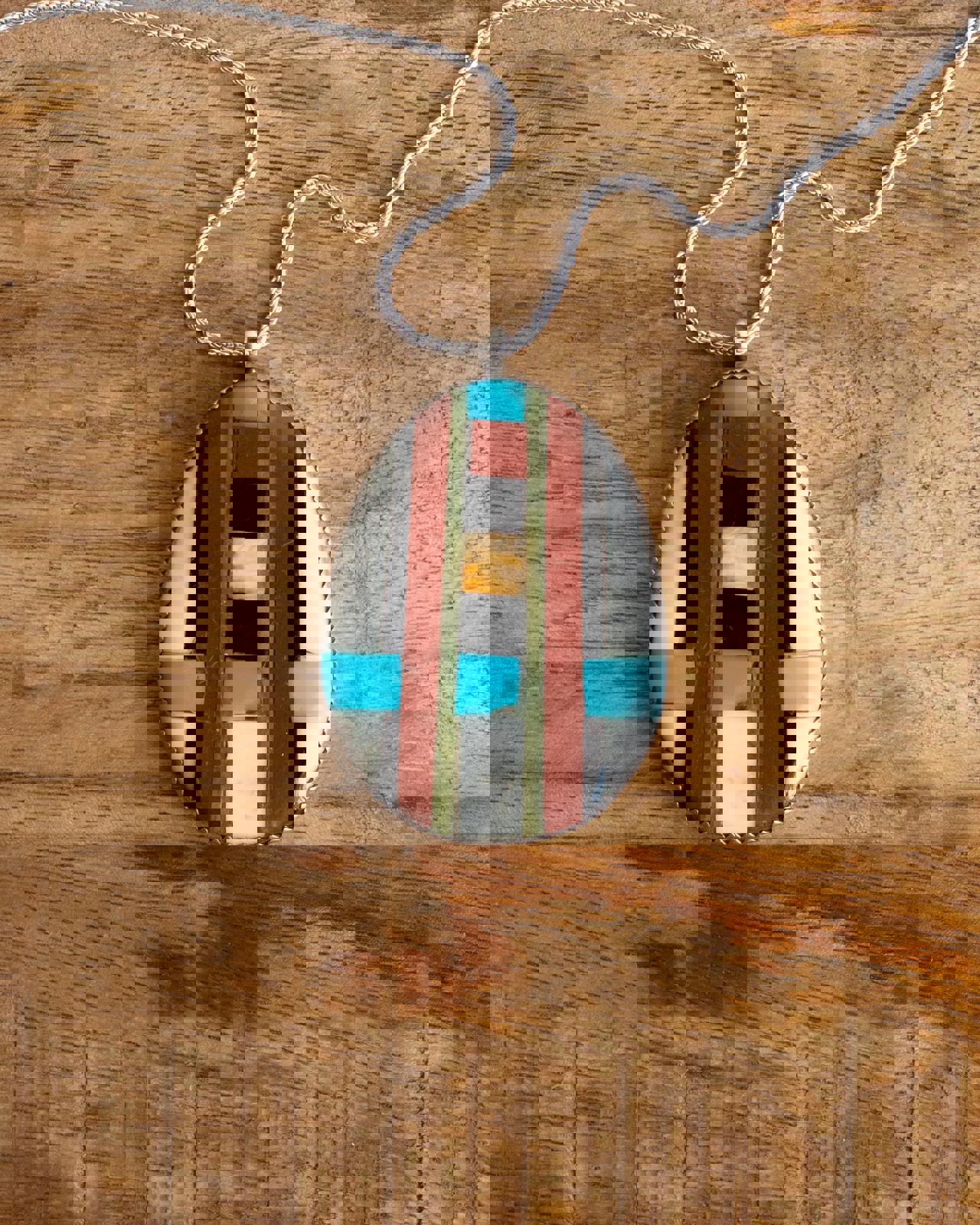 Vintage Native American Navajo Sterling Silver Tremendous Multi Stone Inlay Necklace Signed RT