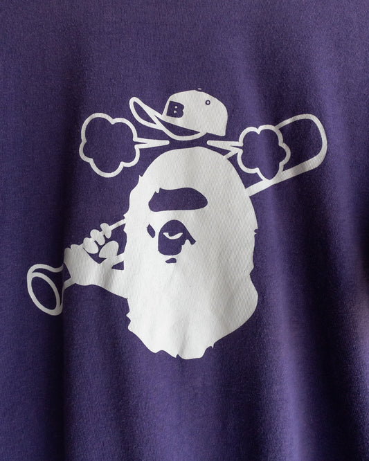 Vintage A Bath Ape Baseball Graphic T Shirt Purple Men's Size Large Made In Japan