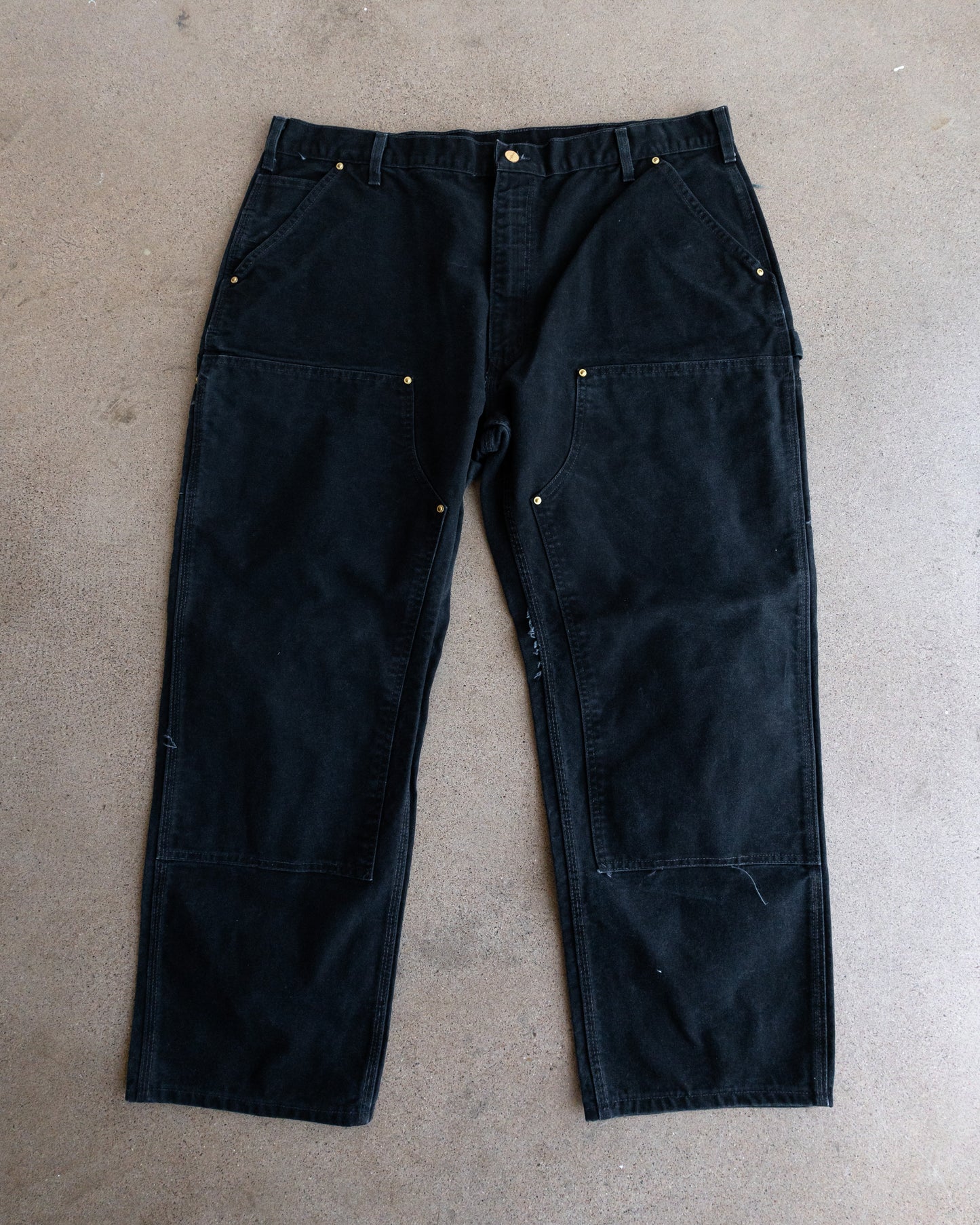Vintage 90s Carhartt Double Knee Carpenter Pants Black Men's Size 40x28 Made In USA