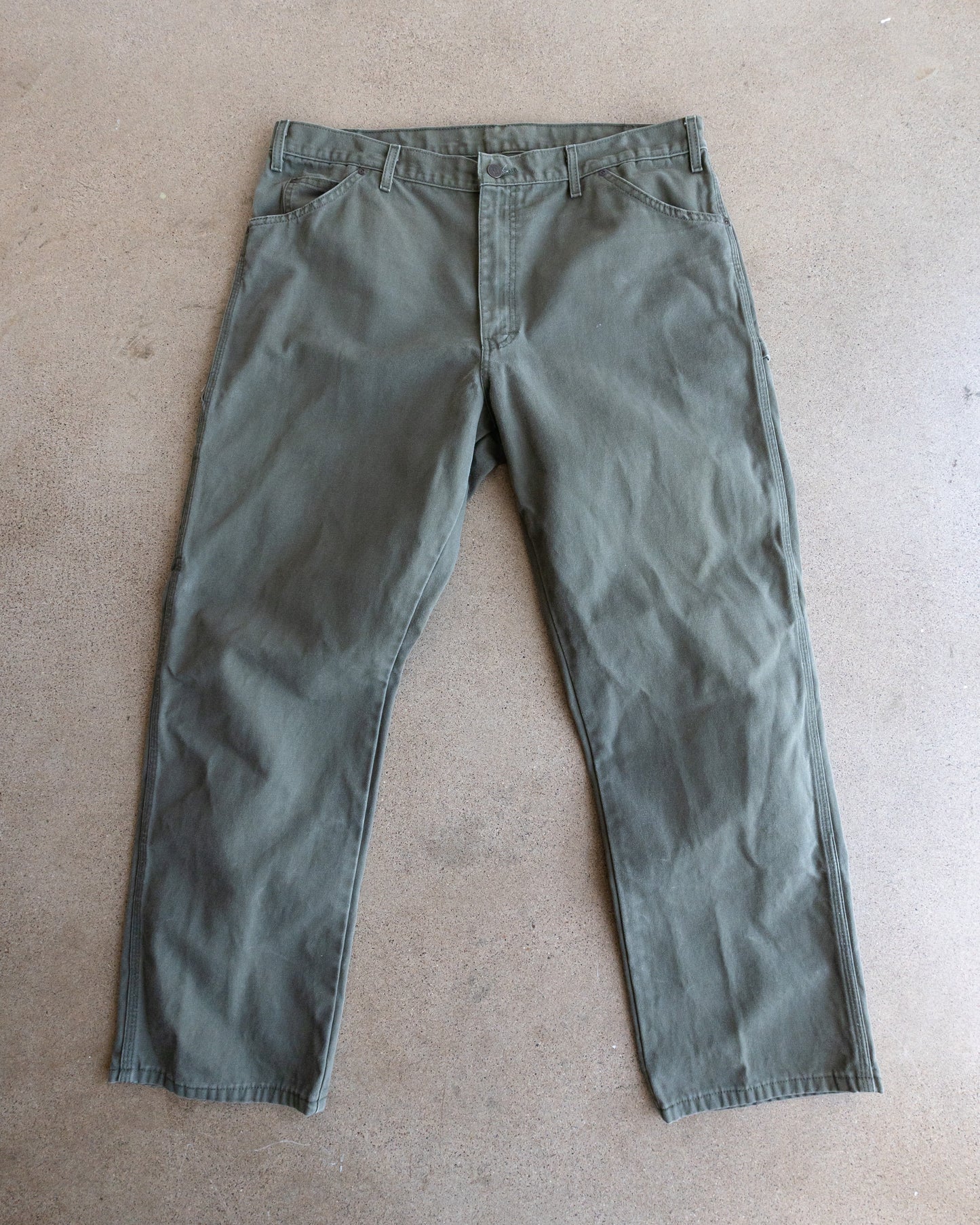 Vintage Dickies Carpenter Pants Y2K Baggy Workwear Men's 40x30 Olive Green