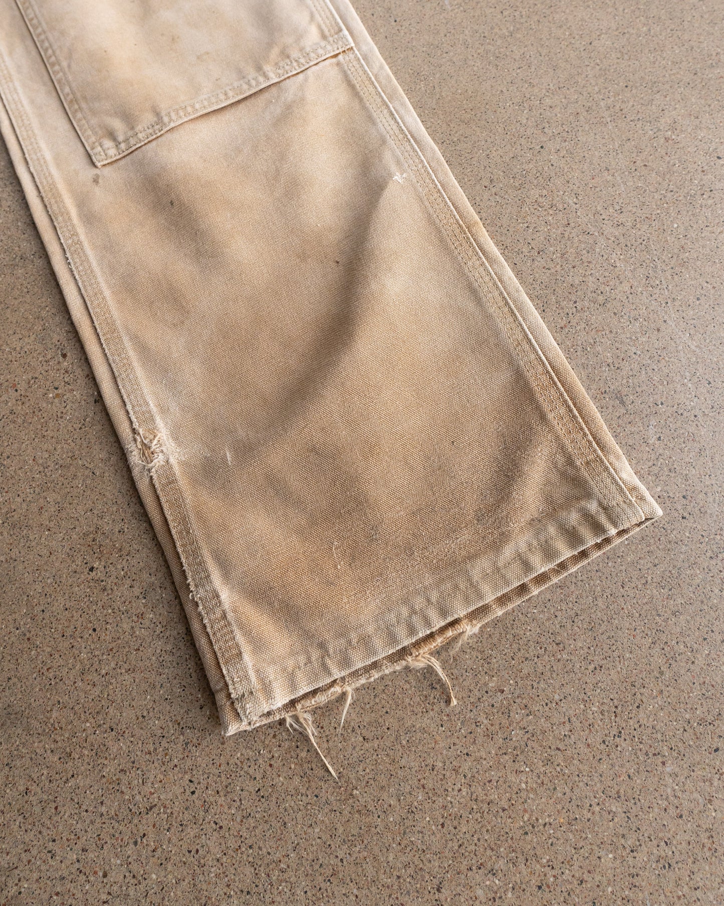 Vintage Carhartt Double Knee Carpenter Pants Workwear Distressed Sun Faded Thrashed Men's 32x34 Tan Beige