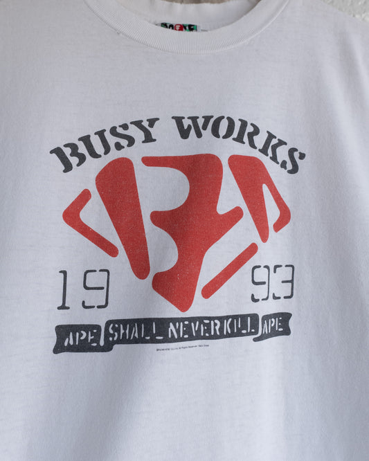 Vintage 90s Bape Busy Works Bapesta T Shirt Single Stitch Men's Size Medium Made In Japan