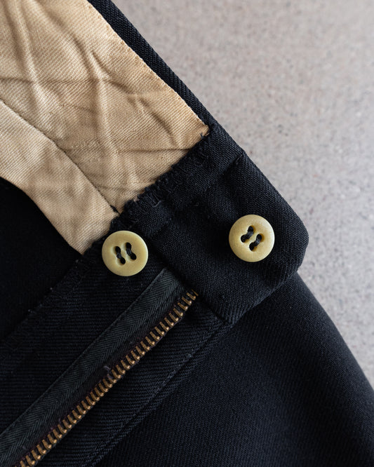 Vintage 40s Black Gabardine Workwear Pants Men's Size 32x32 KOVER Zipper Made In USA