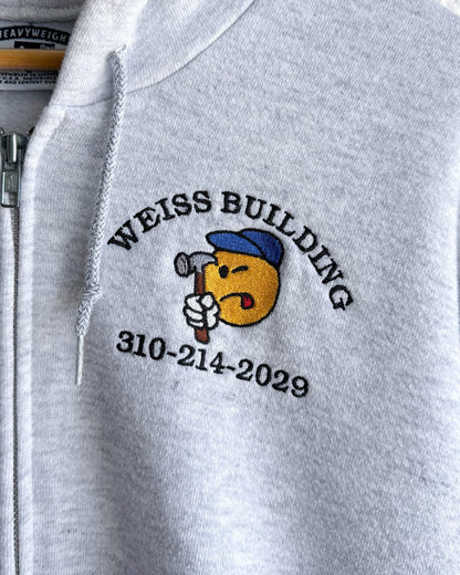 Vintage Lee Heavyweight Hoodie Y2K Gray Zip Up Weiss Building Workwear Men's L