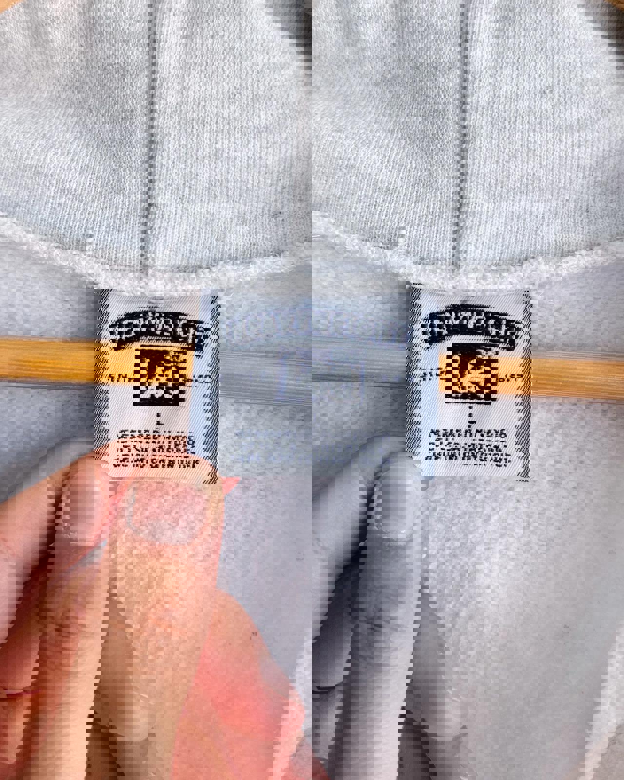 Vintage Lee Heavyweight Hoodie Y2K Gray Zip Up Weiss Building Workwear Men's L