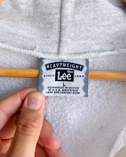 Vintage Lee Heavyweight Hoodie Y2K Gray Zip Up Weiss Building Workwear Men's L