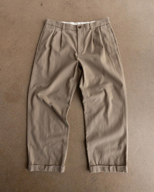 Brooks Brothers 346 Pants Pleated & Cuffed Men's Size 34x28 Khaki Tan