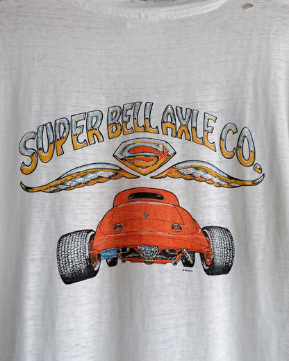 Vintage 80s Super Bell Axle Hot Rod T Shirt Single Stitch Distressed Men's L