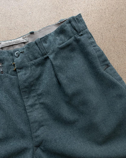 Vintage 50s 60s Swiss Military Wool Trousers Pleated Men's 33x29