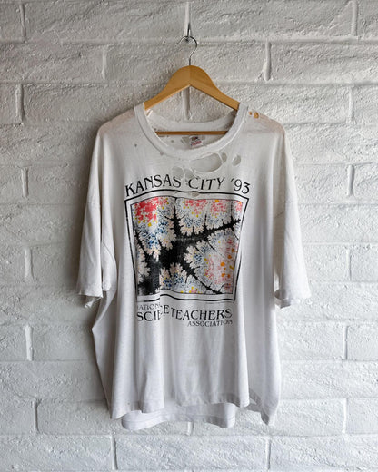 Vintage Kansas City '93 Science Teachers Association Robert Azank Fractal Art T Shirt Single Stitch Thrashed Men's 2XL