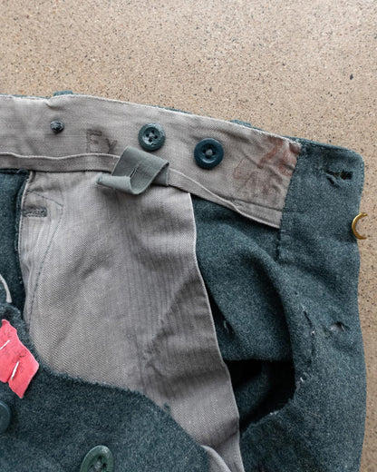 Vintage 50s 60s Swiss Military Wool Trousers Pleated Men's 33x29