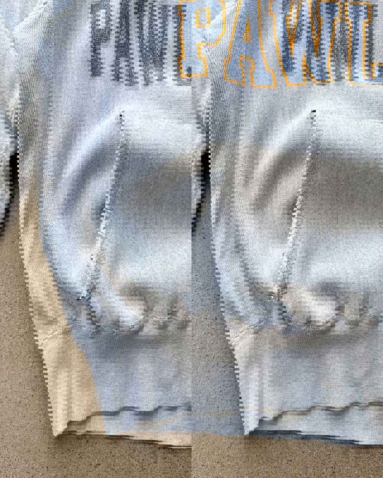 Thrashed Vintage 1970s Champion Reverse Weave Hoodie Trinity Pawling Men's M College Prep Boarding School Distressed