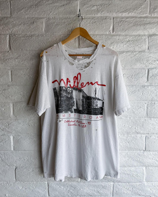 Vintage 90s Willem of Amsterdam Art Show T Shirt Single Stitch Thrashed Threadbare Men's XL