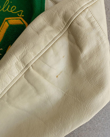 Vintage 60s Green Wool Varsity Jacket M Letter Chenille Patch 1965 Southern League Football Co-Champions Men's Size 44 - M/L