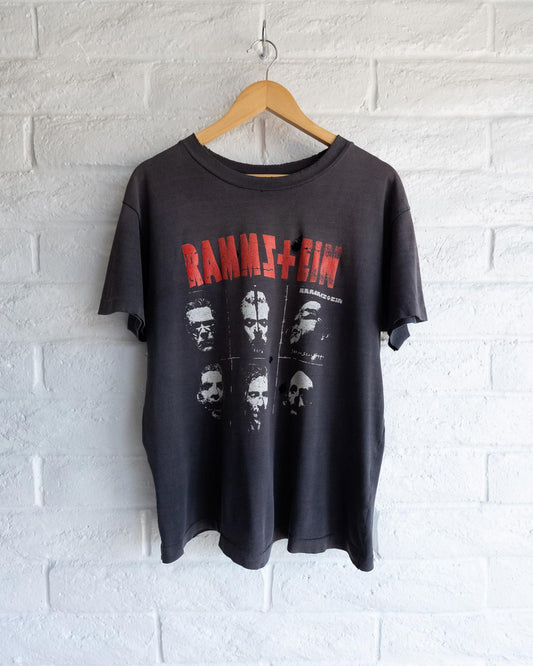 Vintage 90s Rammstein Single Stitch T Shirt Sun Faded Distressed Men's Size L