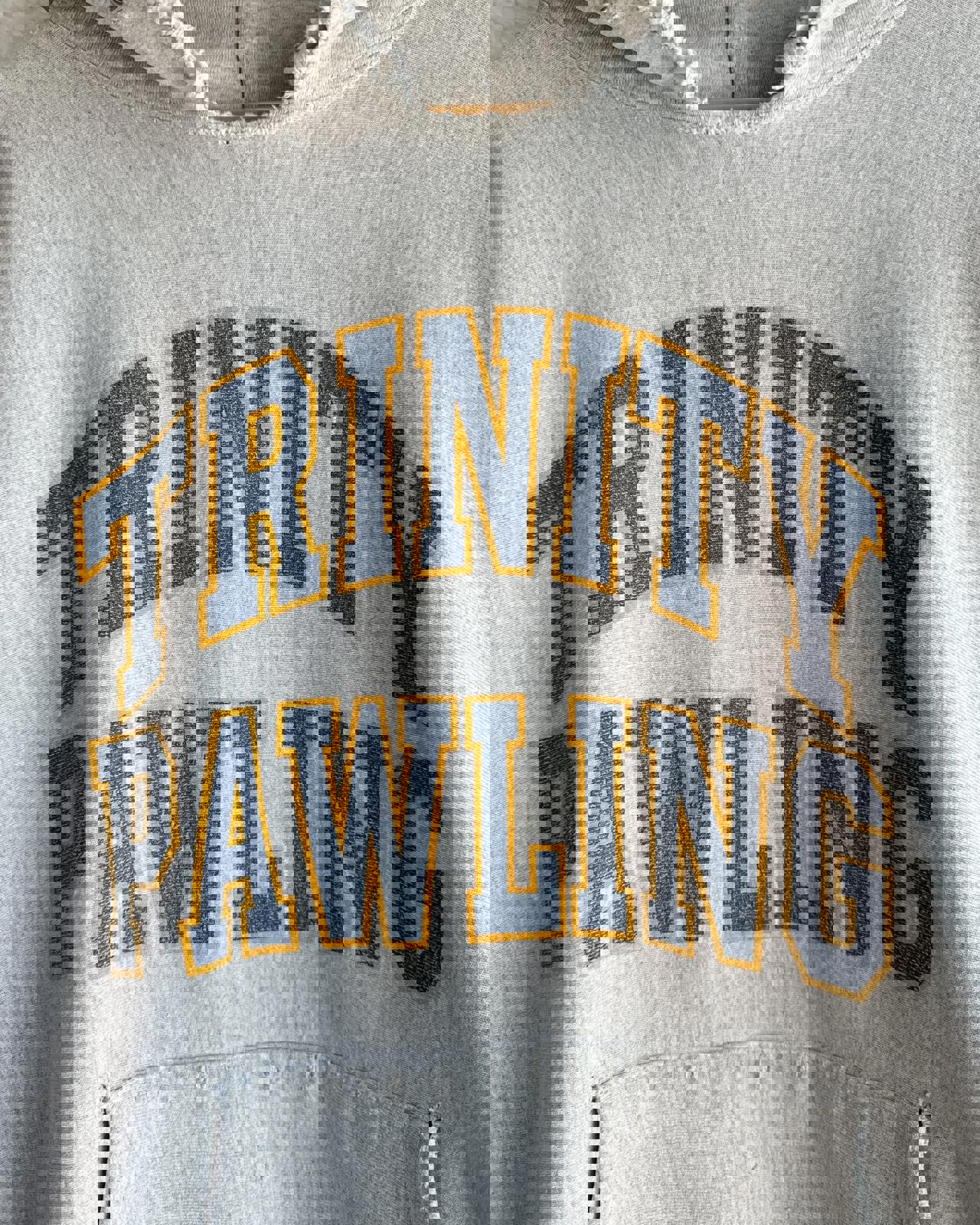 Thrashed Vintage 1970s Champion Reverse Weave Hoodie Trinity Pawling Men's M College Prep Boarding School Distressed