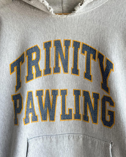 Thrashed Vintage 1970s Champion Reverse Weave Hoodie Trinity Pawling Men's M College Prep Boarding School Distressed